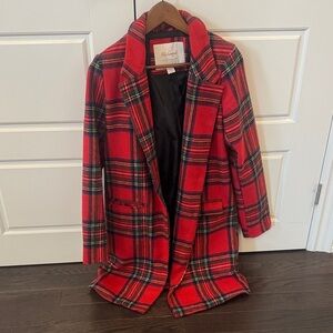 Revamped Red Plaid Pea Coat